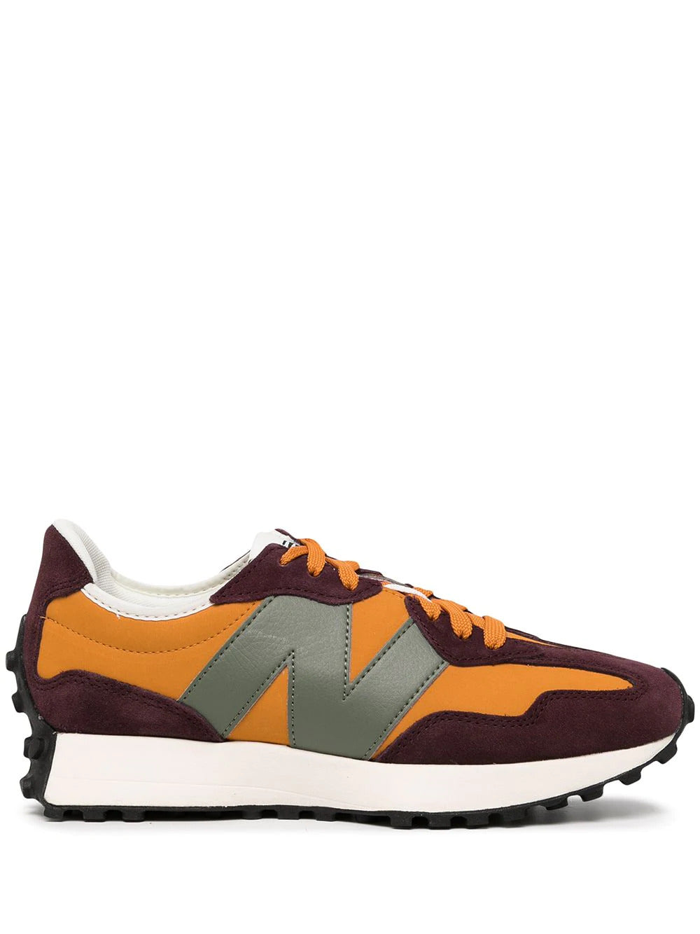 NEW BALANCE 327 PANELLED LACE-UP SUEDE SNEAKERS