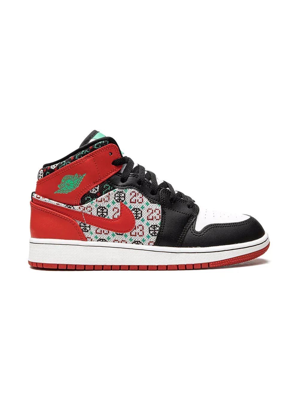 NIKE KIDS JORDAN 1 MID "UGLY CHRISTMAS SWEATER" SNEAKERS