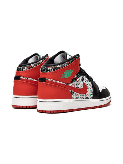 NIKE KIDS JORDAN 1 MID "UGLY CHRISTMAS SWEATER" SNEAKERS