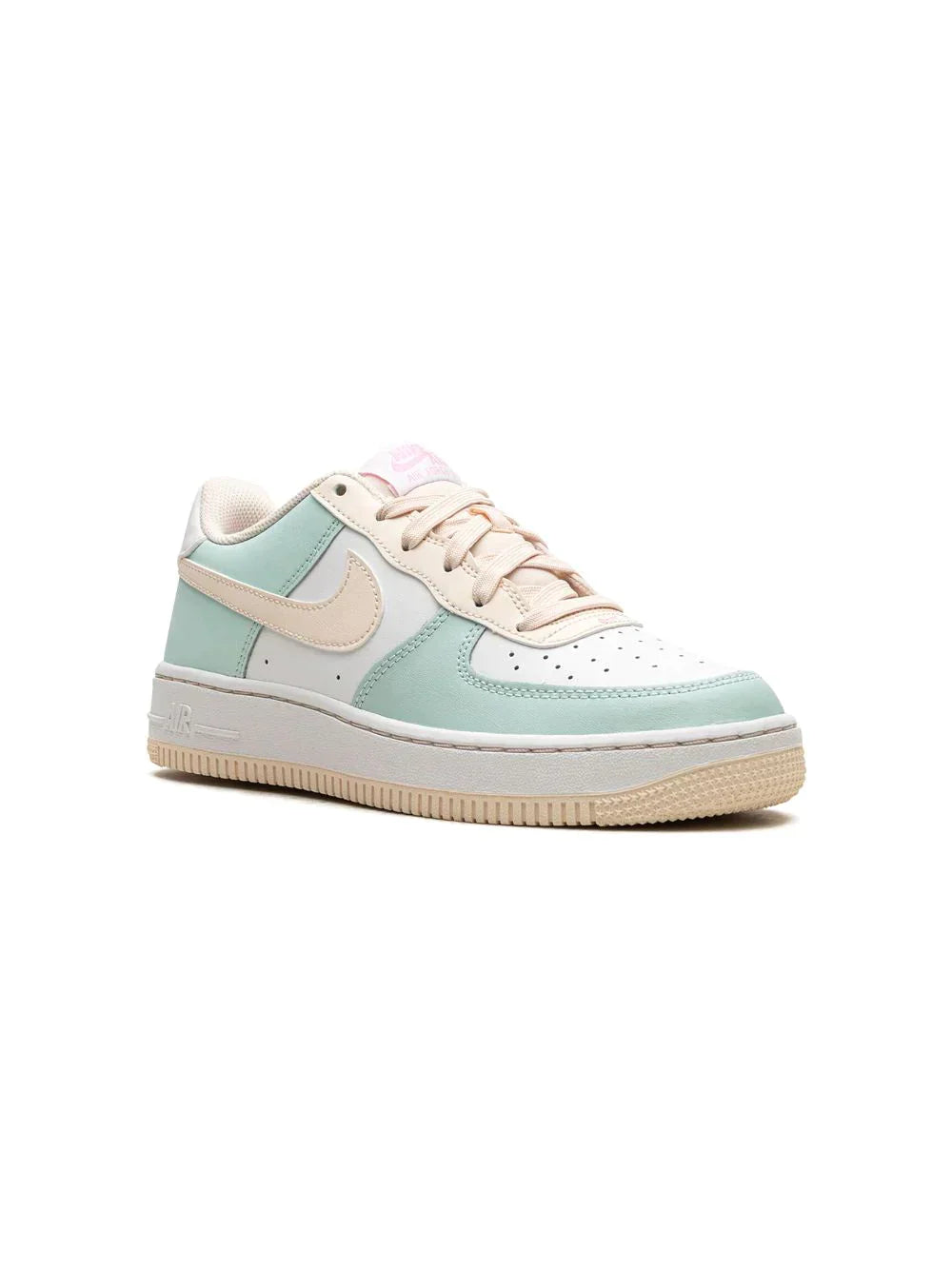 NIKE KIDS AIR FORCE 1 LOW "EMERALD RISE/GUAVA ICE/WHITE/PIBK SPELL" SNEAKERS